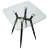 Lumisource Clara Square Counter Table with Black Metal Legs and Clear Glass Top CT-CLR3030 BKGL